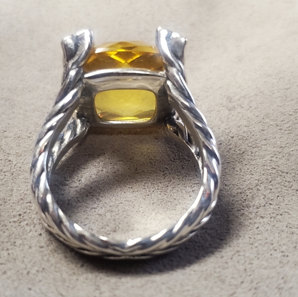David Yurman Cushion On Point Citrine With Diamonds Ring 14mm Size 7 - Picture 4 of 9